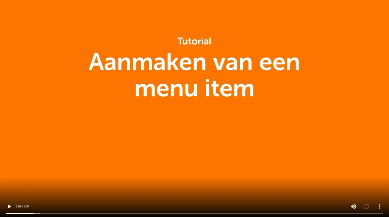 Uitsnede van een video met daarop de tekst: Aanmaken van een menu-item