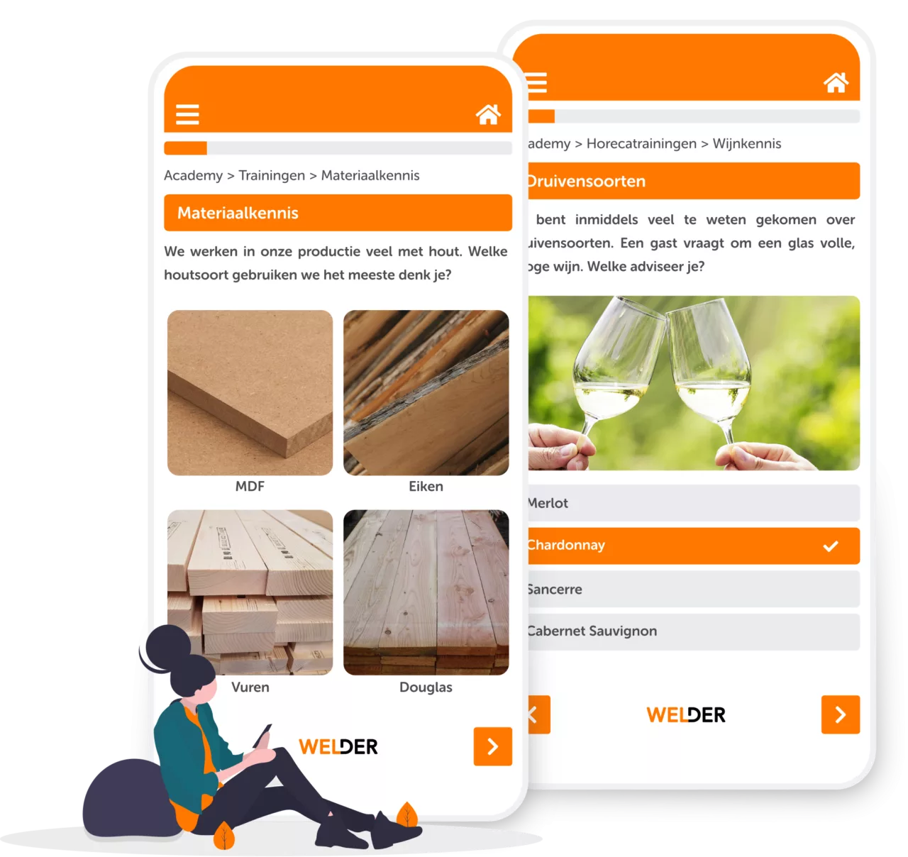 MyAcademy module e-learnings met quiz op mobiel